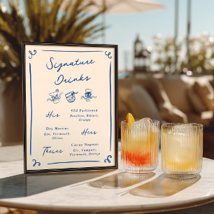 Whimsical Handgezeichnete Navy Signature-Drinks Poster