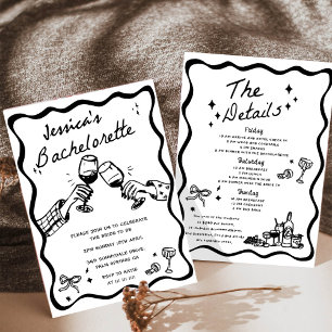 Whimsical handgezeichnete schwarze Cocktail-Jungge Einladung