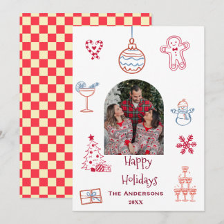 Whimsical handgezeichneter Retro-Weihnachten Feiertagskarte