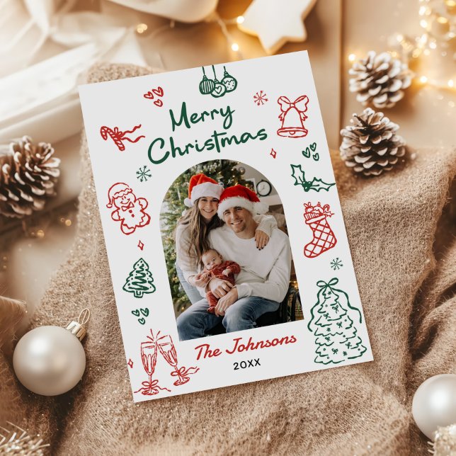 Whimsical handgezeichnetes Bogen-Foto Weihnachten (Von Creator hochgeladen)