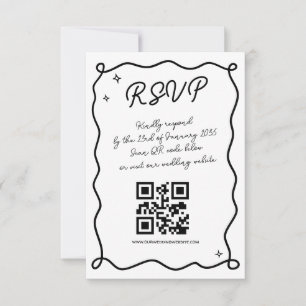 Whimsical Handgezogener Hochzeitsstichtencode - Bi RSVP Karte