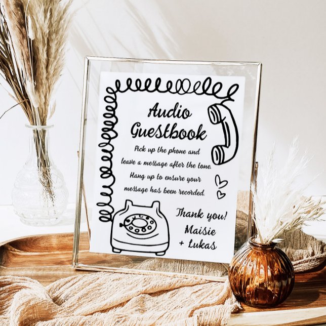 Whimsical Handwriting Illustration Audio Guestbook Poster (Von Creator hochgeladen)