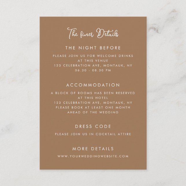 Whimsical Handwritten Wedding Details Begleitkarte (Vorderseite)