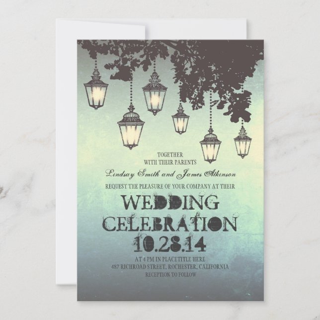 Whimsical Hängelampe Licht Hochzeitseinladungen Einladung (Vorderseite)