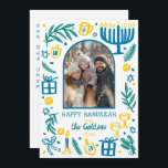 Whimsical Hanukkah Cute Custom Arch PHOTO  Feiertagskarte<br><div class="desc">Perfect cute card for a fun holiday greeting! Hand made art for you! Perfect for a winter, hanukkah, holiday party or other event. FULLY CUSTOMIZABLE! Click on “Personalize” above to edit the text on the front and back and add your own photos. Click "edit using design tool" to adjust the...</div>