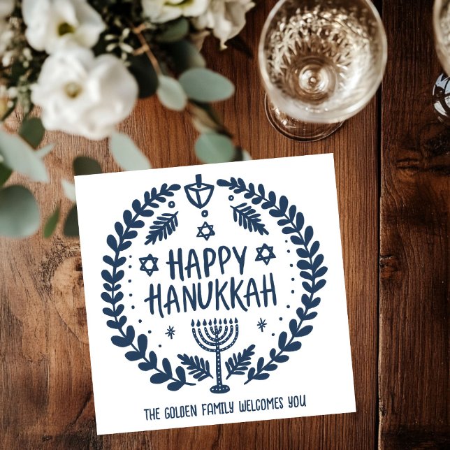 Whimsical Hanukkah Holiday Menorah Dreidel Custom Serviette (Whimsical Hanukkah Holiday Menorah Dreidel Custom Napkins
)