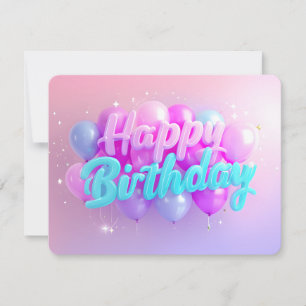 Whimsical Happy Birthday Card Bunte Ballons