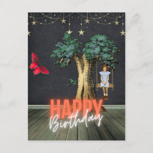 Whimsical Happy Birthday Surreal Altered Art Postkarte