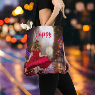 Whimsical Happy Dance Girl Sac fourre-tout