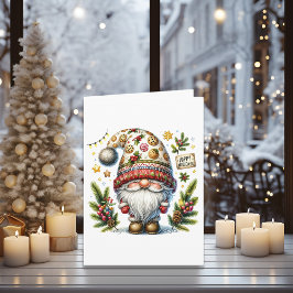 Whimsical Happy Holidays Gnome Feiertagskarte