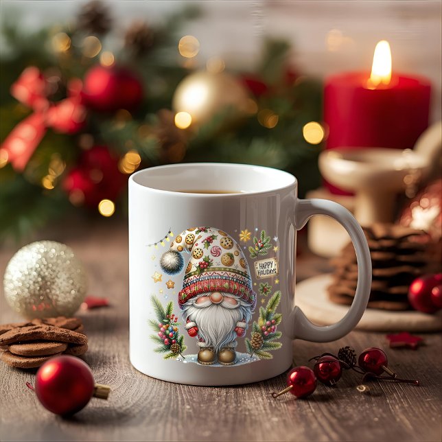 Whimsical Happy Holidays Gnome Kaffeetasse (Von Creator hochgeladen)