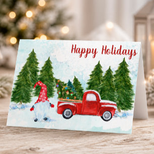 Whimsical Happy Holidays Gnome Karte