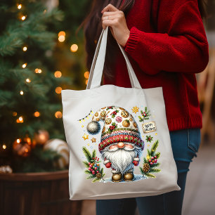 Whimsical Happy Holidays Gnome Tragetasche