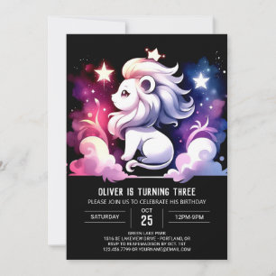 Whimsical Happy Lion Birthday Einladung