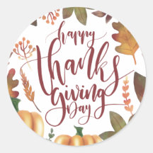 Whimsical Happy Thanksgiving Day | Aufkleber
