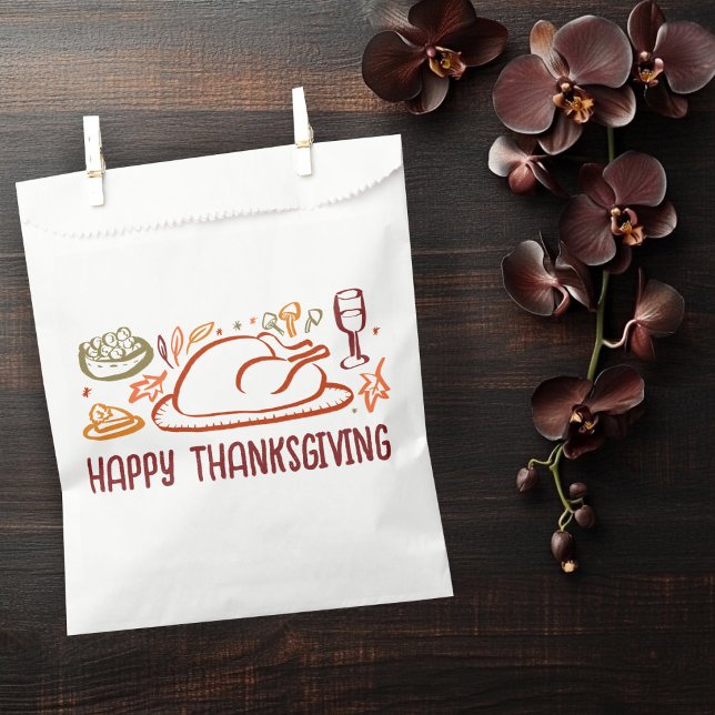 Whimsical Happy Thanksgiving Friendsgiving Custom Geschenktütchen (Whimsical Happy Thanksgiving Friendsgiving Autumn Holiday Custom Favor Bag
)