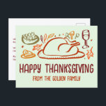 Whimsical Happy Thanksgiving Friendsgiving Custom Postkarte<br><div class="desc">Perfekte niedliche Postkarte, um Familie, Freunden oder Kollegen zu danken! Handgemachte Kunst für Sie! Ideal für einen Erntedank-Urlaub oder ein Fest der Freundschaft - ändern Sie den Text für Ihre Bedürfnisse. Vollständig anpassbar! Klicken Sie auf "Personalisieren" oben, um den Text vorne und hinten zu bearbeiten. Klicken Sie auf "Bearbeiten mit...</div>