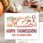 Whimsical Happy Thanksgiving Friendsgiving Custom Postkarte<br><div class="desc">Perfekte niedliche Postkarte, um Familie, Freunden oder Kollegen zu danken! Handgemachte Kunst für Sie! Ideal für einen Erntedank-Urlaub oder ein Fest der Freundschaft - ändern Sie den Text für Ihre Bedürfnisse. Vollständig anpassbar! Klicken Sie auf "Personalisieren" oben, um den Text vorne und hinten zu bearbeiten. Klicken Sie auf "Bearbeiten mit...</div>
