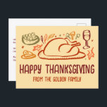 Whimsical Happy Thanksgiving Friendsgiving Custom Postkarte<br><div class="desc">Perfekte niedliche Postkarte, um Familie, Freunden oder Kollegen zu danken! Handgemachte Kunst für Sie! Ideal für einen Erntedank-Urlaub oder ein Fest der Freundschaft - ändern Sie den Text für Ihre Bedürfnisse. Vollständig anpassbar! Klicken Sie auf "Personalisieren" oben, um den Text vorne und hinten zu bearbeiten. Klicken Sie auf "Bearbeiten mit...</div>