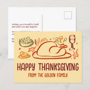 Whimsical Happy Thanksgiving Friendsgiving Custom Postkarte