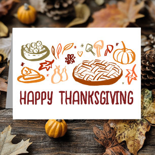 Whimsical Happy Thanksgiving Friendsgiving Vegan Karte