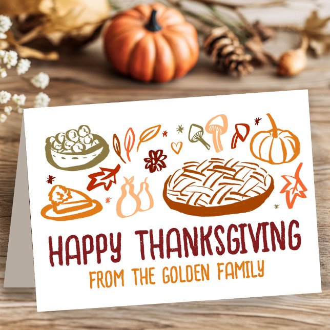 Whimsical Happy Thanksgiving Friendsgiving Vegan Karte (Whimsical CUSTOM Happy Thanksgiving Friendsgiving Vegan Vegetarian Card
)
