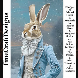 Whimsical Hare Dressed in blau, Schnee CE9 Decoupa Seidenpapier