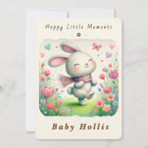 Whimsical-Hasen-Baby-Party-Einladung sanfte Blumen