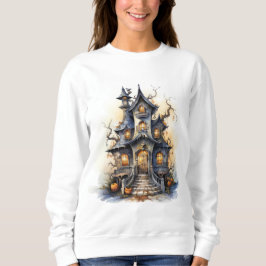 Whimsical Haunted House Halloween Illustration Sweatshirt
