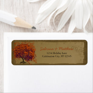 Whimsical Heafed Tree Orange & Plum on Gold