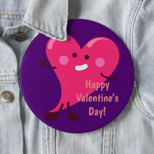 Whimsical Heart Character Zum Valentinstag Button