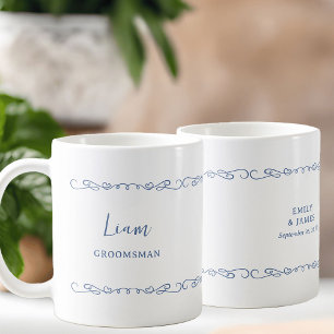 Whimsical Heart Doodle Französisch Blau Hochzeitsf Kaffeetasse
