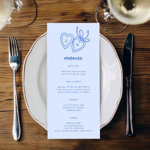 Whimsical Heart Locket Doodle Sketch Modern CUSTOM Menükarte