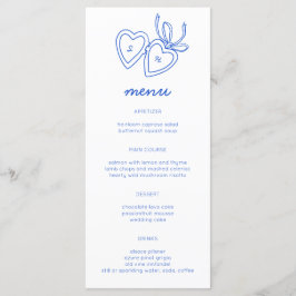 Whimsical Heart Locket Doodle Sketch Modern CUSTOM Menükarte