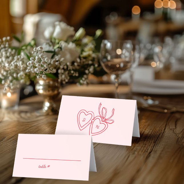 Whimsical Heart Locket Doodle Sketch Modern CUSTOM Platzkarte (Whimsical Heart Locket Doodle Sketch Modern CUSTOM Place Card
)