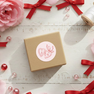 Whimsical Heart Locket Doodle Sketch Modern CUSTOM Runder Aufkleber