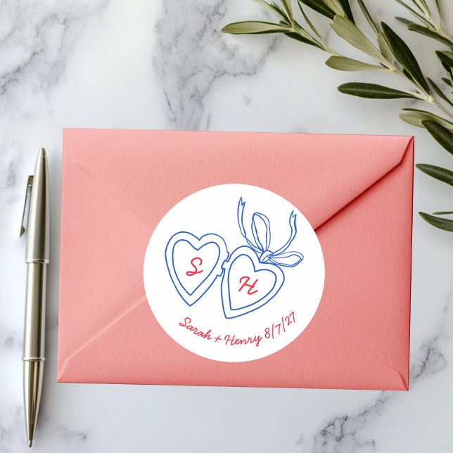 Whimsical Heart Locket Doodle Sketch Modern CUSTOM Runder Aufkleber (Whimsical Heart Locket Doodle Sketch Modern CUSTOM Classic Round Sticker
)