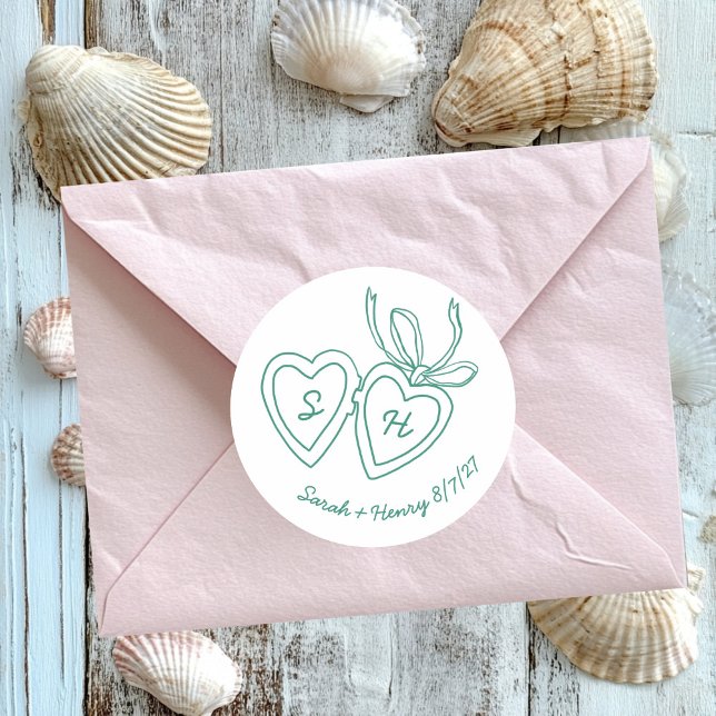 Whimsical Heart Locket Doodle Sketch Modern CUSTOM Runder Aufkleber (Whimsical Heart Locket Doodle Sketch Modern CUSTOM Classic Round Sticker
)