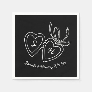 Whimsical Heart Locket Doodle Skizze Modern CUSTOM Serviette