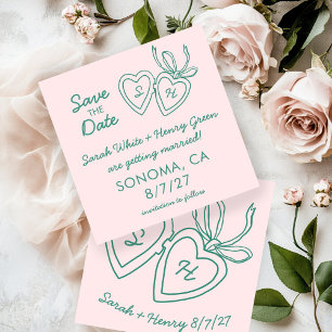 Whimsical Heart Locket Doodle Skizze Modern INDIVI Save The Date