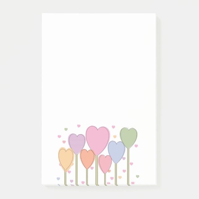 Whimsical Heart Lollipops Post-it Klebezettel (Vorderseite)