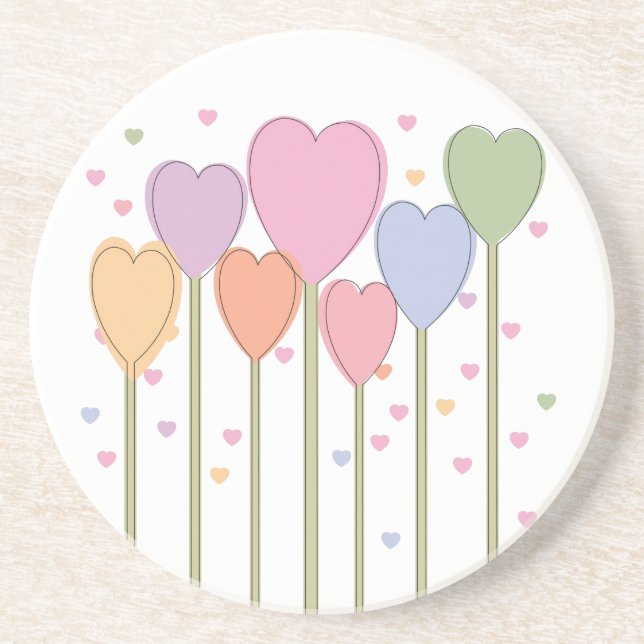Whimsical Heart Lollipops Sandstein Untersetzer (Vorne)
