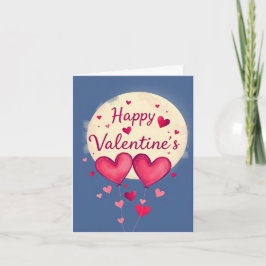Whimsical Hearts & Moonlight Valentine's Day Karte