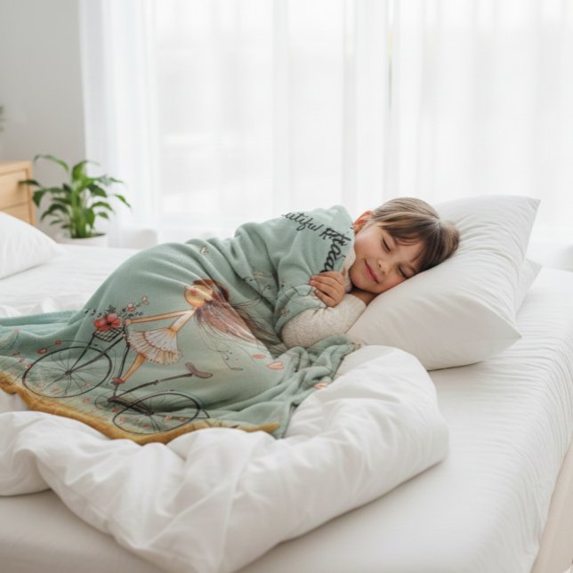 Whimsical Hearts & Petals: Sweet Birthday Bicycle  Fleecedecke (Von Creator hochgeladen)