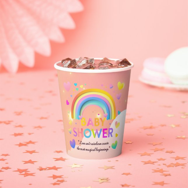 Whimsical Hearts & Rainbows Kinderdusche Pappbecher (Insitu)