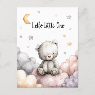 Whimsical "Hello Little One" Teddy Bär Feiertagspostkarte