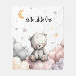 Whimsical "Hello Little One" Teddy Bär Fleecedecke