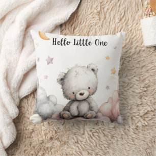 Whimsical "Hello Little One" Teddy Bär Kissen