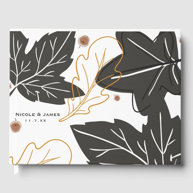 Whimsical Herbst Herbstlaube & Acorns Hochzeit Gästebuch (Vorderseite)