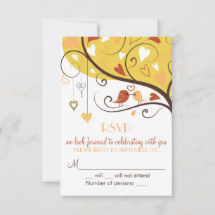 Whimsical Herbst Lovebirds RSVP Card lädt ein